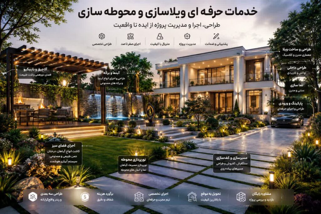 خدمات حرفه ای ویلا سازی و محوطه سازی